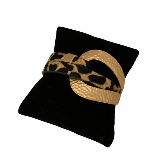 Saachi Wild Loop Hammer Metal & Leather Leopard - Picture 2 of 7